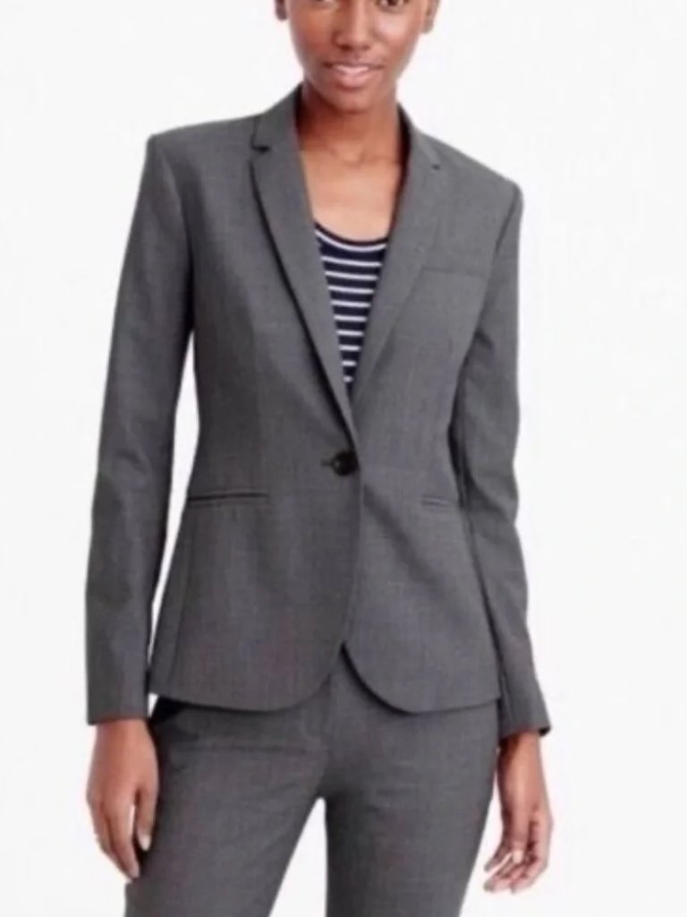 J.Crew Italian Bi-Stretch Wool Wâs Blazer By Tollegno 1900. Charcoal Gray. Sz 2